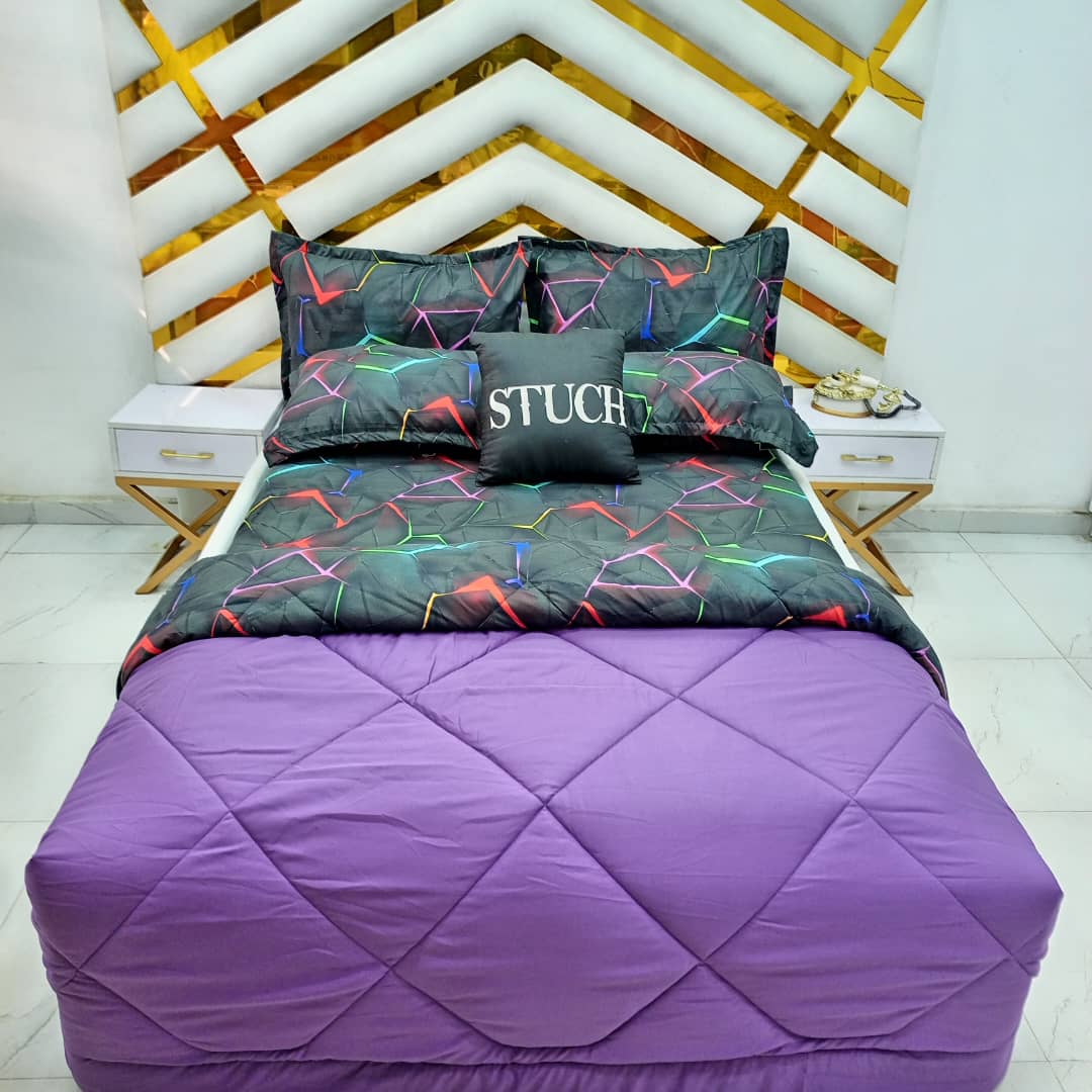 COMBINED PURPLE WITH BLACK MATRIX 7/7 DUVET SET